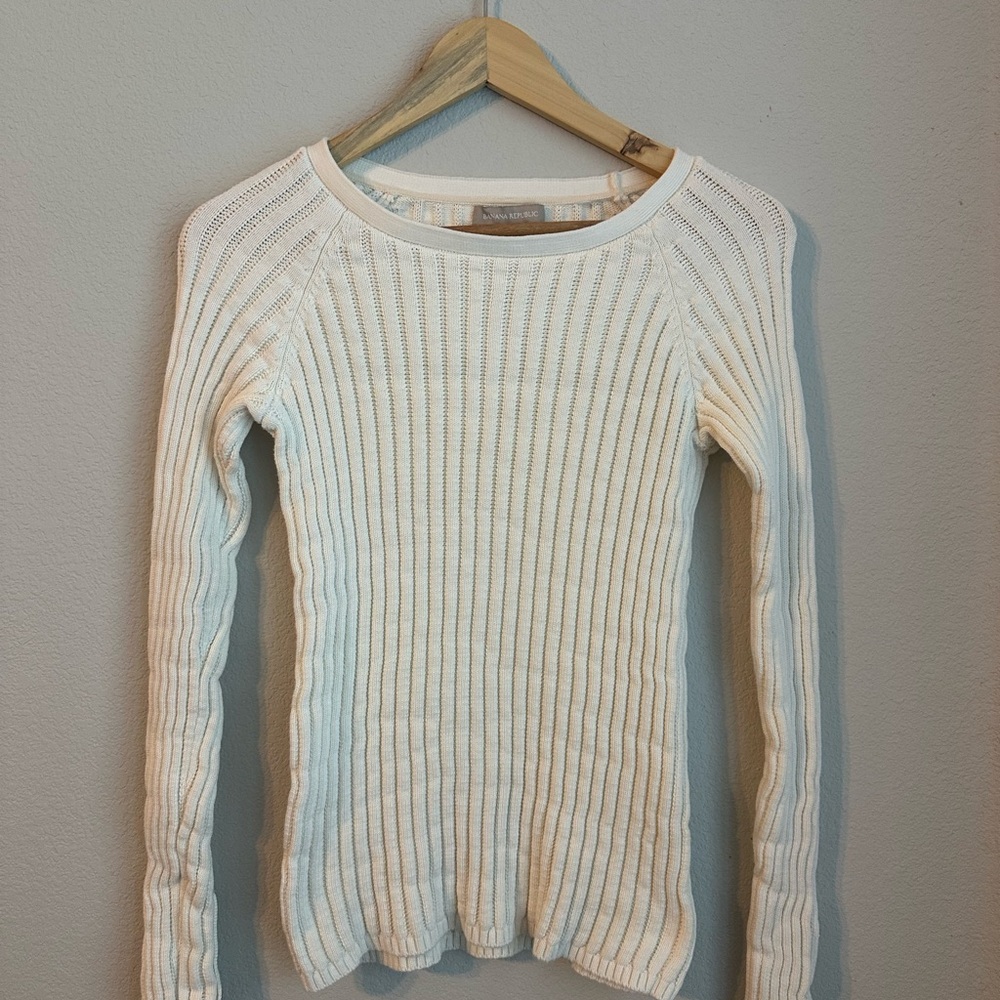 Banana Republic Ribbed Cream Sweater